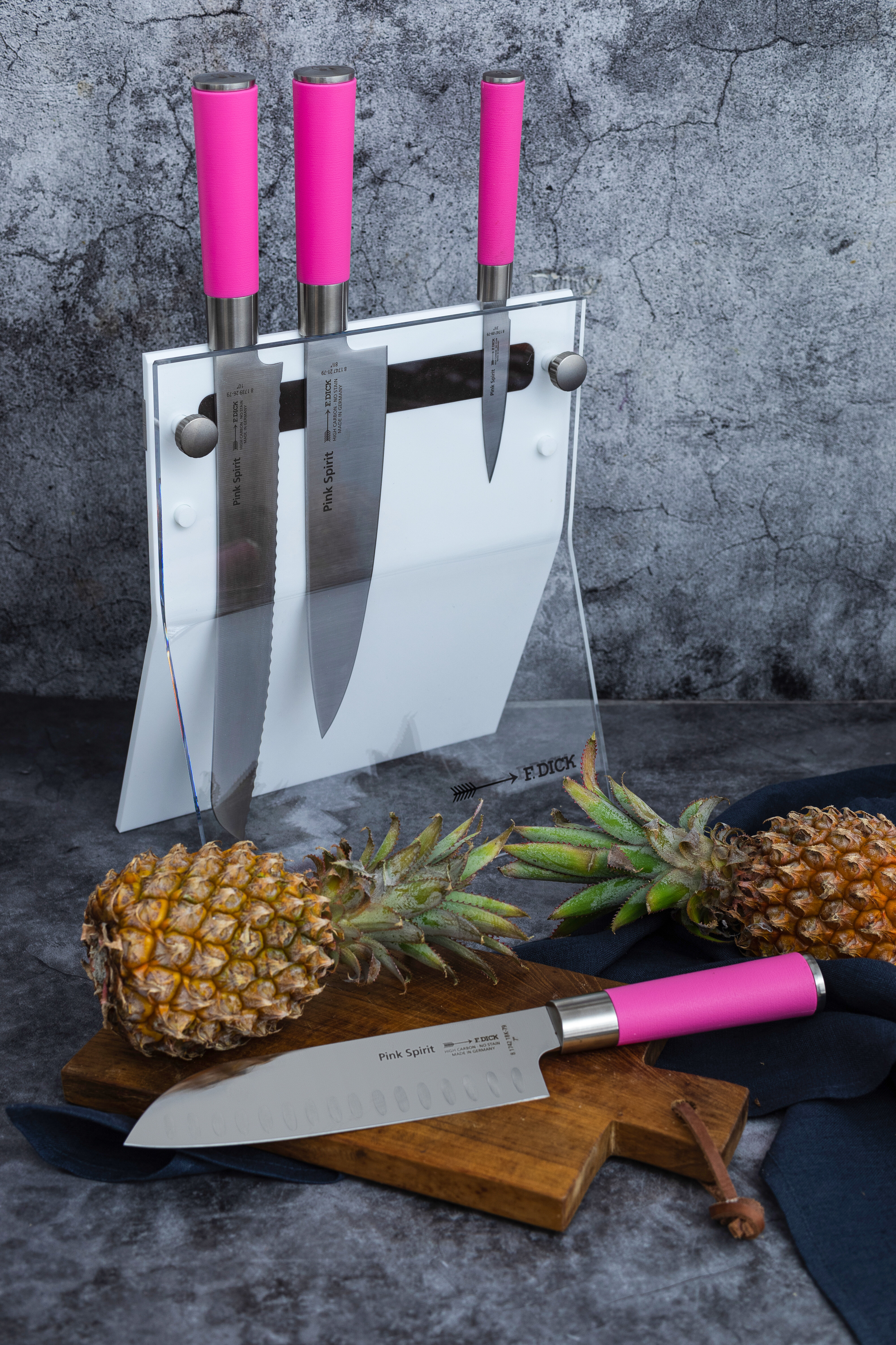 Pink Spirit acrylic knife block 4Knives, with 4 knives, thick, 1 piece,  carton